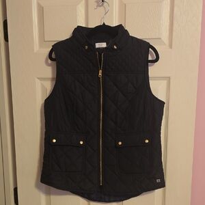 Crown & Ivy Black Quilted Vest with Gold Accents‎
